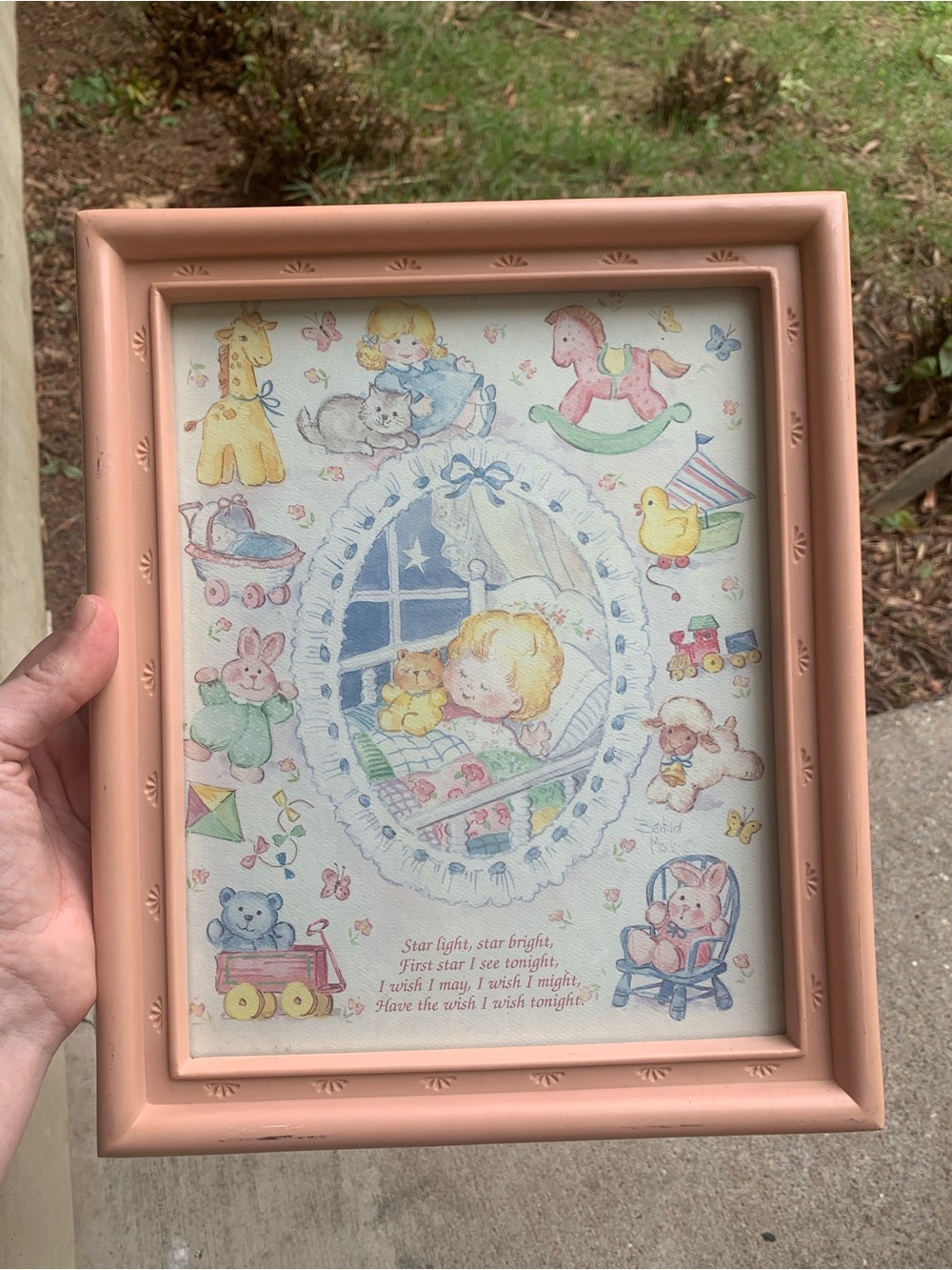 Vintage Star Light Star Bright Verse Poem Print Picture Frame Nursery Baby Art